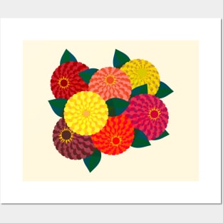 Zinnia Flower Bouquet Posters and Art